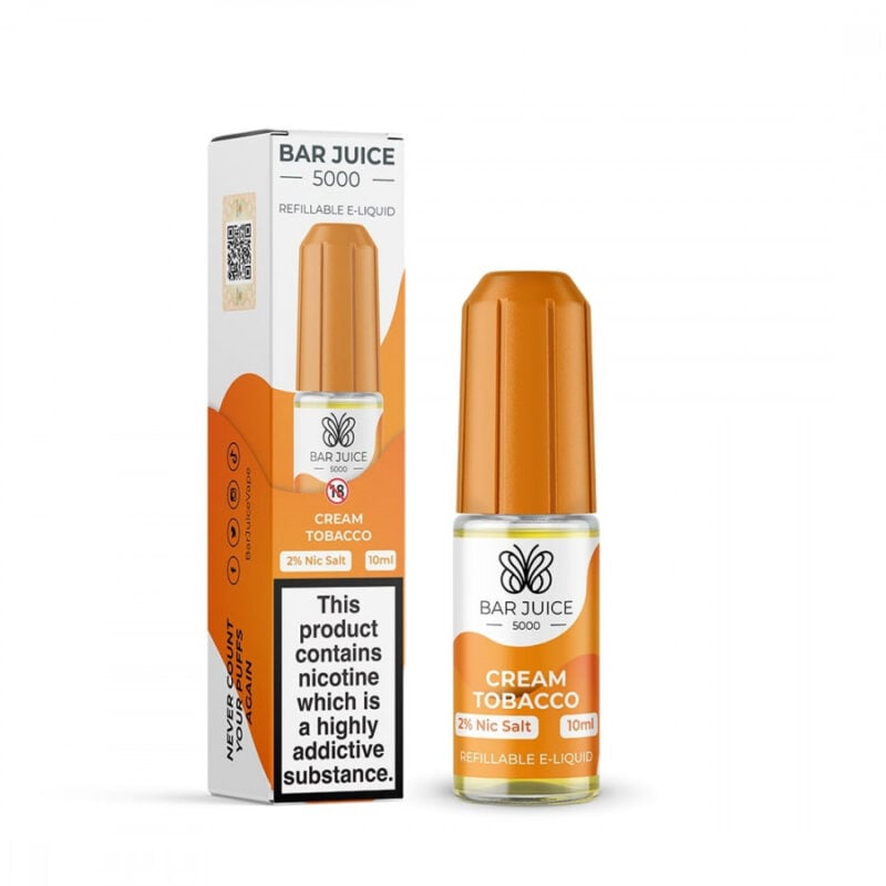 Bar Juice 5000 10Ml Cream Tobacco Flavour (20Mg Nic Salt)