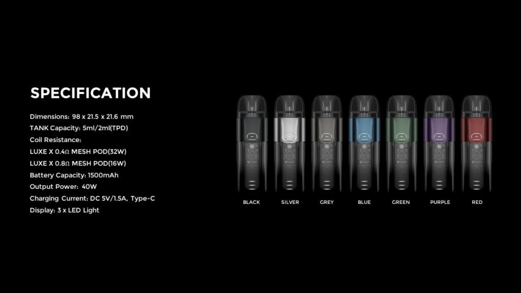 Vaporesso Luxe X Features Specification 11