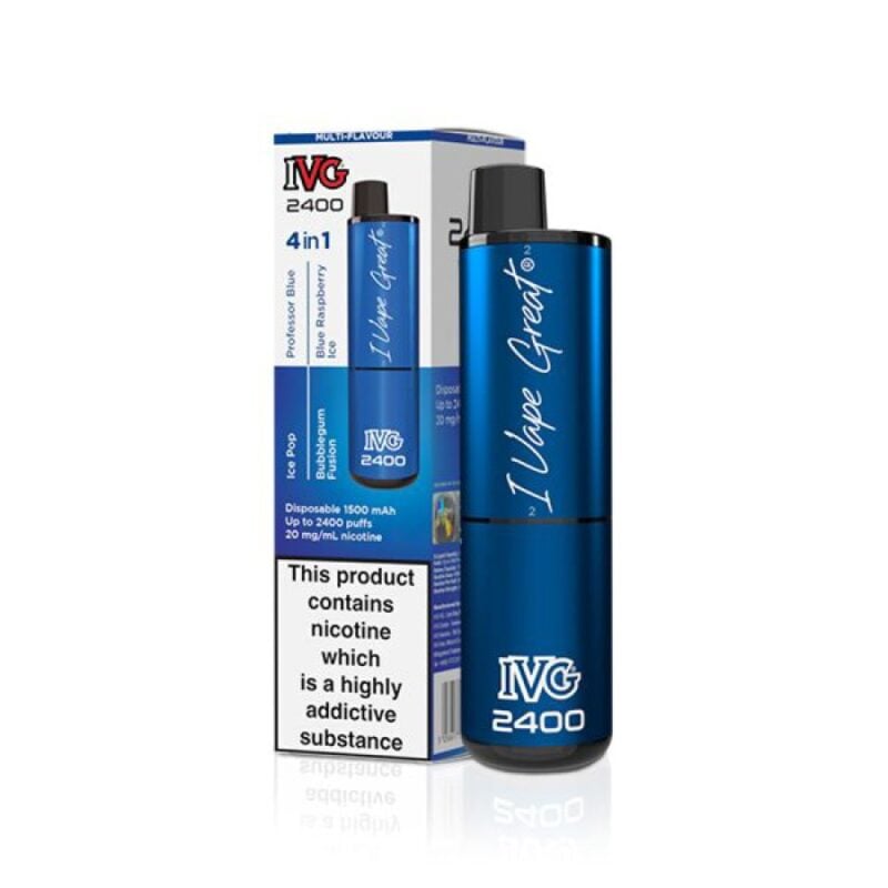 Ivg 2400 Disposable - Blue Edition (20Mg) Flavours Ice Pop, Professor Blue,Blueberry Fusion And Blue Raspberry Ice