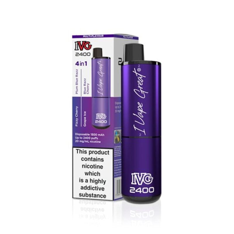 Ivg 2400 Disposable - Purple Edition (20Mg) Fizzy Cherry,Plum Blue Razz,Grape Ice,Blue Razz Cherry