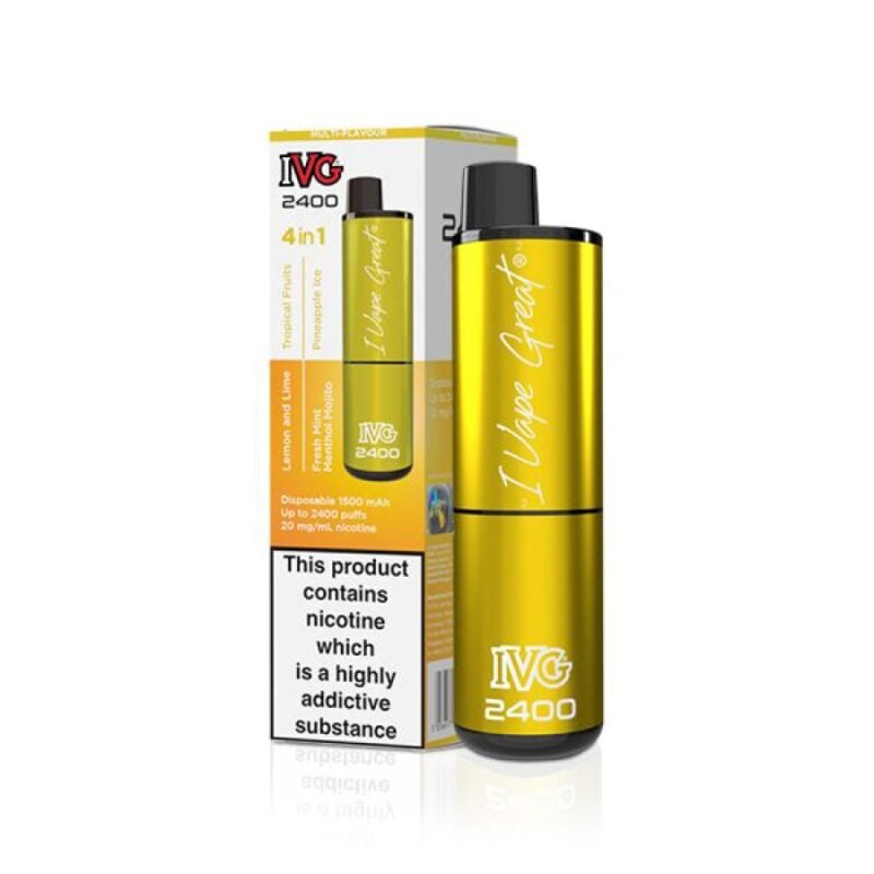 Ivg 2400 Disposable - Yellow Edition (20Mg) Flavours Lemon And Lime, Tropical Fruits,Fresh Mint Menthol Mojito, Pineapple Ice