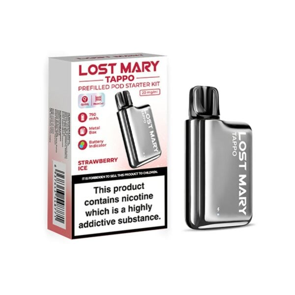 Lost Mary Tappo Prefilled Pod Kit Silver + Strawberry Ice